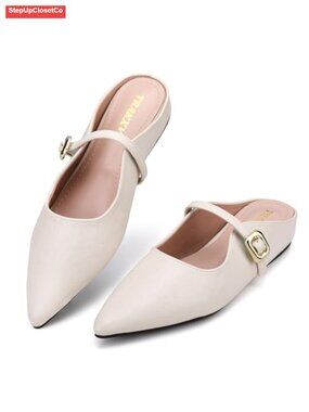 Faux Leather Slip On Mule Flats Comfortable Ballet Shoes Women's